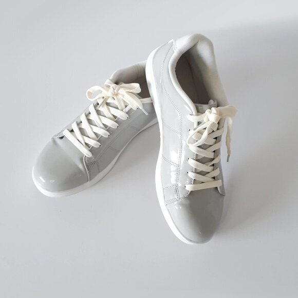 EUC Forever 21 Lina patent silver grey sneakers, 10 - Picture 4 of 10